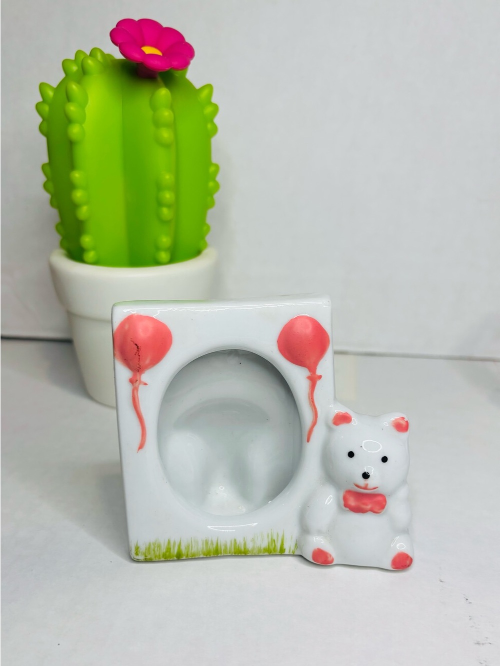 Vintage Porcelain Bear Photo Frame